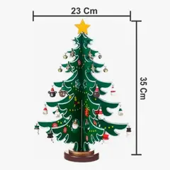 GENERICO - Árbol De Navidad Desmontable En Madera De 24 Ramas Para Escritorio Color Verde