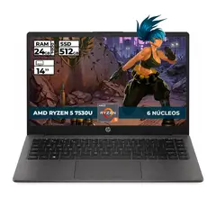 HP - PORTATIL 245 G10 RYZEN 5-7530U 24GB RAM 512GB SSD 14'' FHD COLOR NEGRO