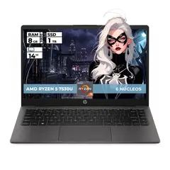 HP - PORTATIL 245 G10 RYZEN 5-7530U 8GB RAM 1TB SSD 14'' FHD COLOR NEGRO