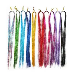 GENERICO - Extensiones De Cabello Hilos Brillantes Hair Tinsel Cintas Brillo Color Morado