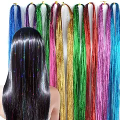 GENERICO - Extensiones De Cabello Hilos Brillantes Hair Tinsel Cintas Brillo Color Verde