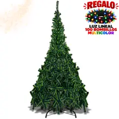 GENERICO - Árbol de Navidad Jaspeado Verde Punta Verde 2.10 Mts en Guirnalda de Alambre