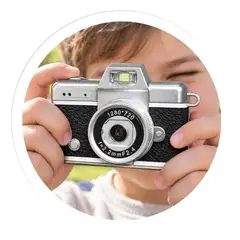 INNOVA - Cámara Mini Retro Niños Flash Pantalla LCD Portátil Con Micro SD Negro