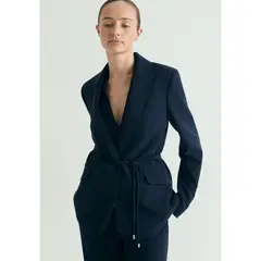 SCALPERS - Blazer Cinturón Anudado 66161NAVY Azul Mujer