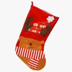 GENERICO - Adorno Bota Grande De Navidad En Poliéster Para Chimenea O Árbol Diseño Oso Navideño