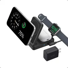 ANKER - Estación de carga magnetica MagGo 3-1 15W, Apple Watch