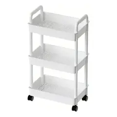 GENERICO - Carrito Organizador Multiusos Con Ruedas Y 3 Niveles Metalico Cocina Gabinete Hogar Color Blanco