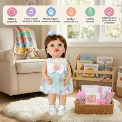 GENERICO - Muñeca Realista Interactiva 60 cm Musical Con Voz Accesorios y Juegos Educativos