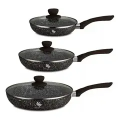 SCHAFFHAUSEN - Juego Set 6 Sartenes Antiadherente Granito Marnol Cerámica Negro