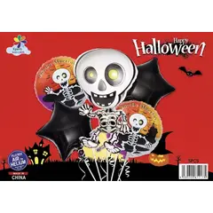 GENERAL - Set Globos Halloween Esqueleto x 5 piezas