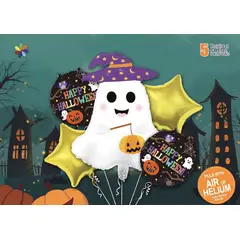 GENERAL - Set Globos Halloween Fantasma x 5 piezas