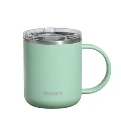 TRIPLE CLEAN - Taza Verde Metálica 450 Ml Acero Inoxidable Con Tapa