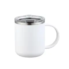 TRIPLE CLEAN - Taza Verde Blanca 450 Ml Acero Inoxidable Con Tapa