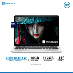 DELL - PORTATIL DEL PRO 14 PC-14250, ULTRA 7 255U, 16GB RAM, 512GB SSD, WINDOWS 11 PRO, DIRECTA