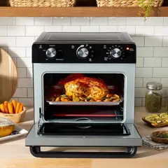OSTER - Oster®️ Horno con Freidora de Aire, Capacidad de 22 Litros, Recubrimiento Antiadherente, Negro