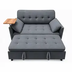 MUEBLES FIOTTI - Sofa cama Gris 2 puestos Tela Kaspi