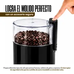 MERTEC - Combo Saduchera Gril + Molino de Café y Granos Eléctrico Negro