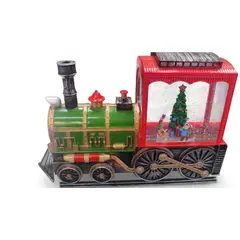 GENERICO - Tren Navideño Decorativo con Papa Noel y Luz Con Efecto Nieve, Adorno Navideño Elegante.