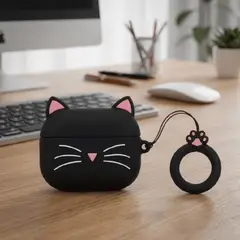 GENERICO - Funda compatible con AirPods Pro 3 Gatica Negra