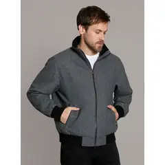 CALVIN KLEIN - Chaqueta gris bomber de lana