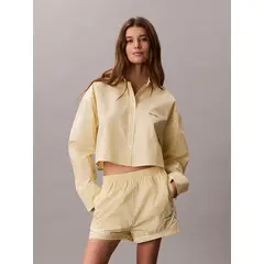 CALVIN KLEIN - Camisa amarilla cropped de pijama con gráfico de logo