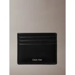 CALVIN KLEIN - Tarjetero negro de cuero