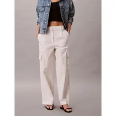 CALVIN KLEIN - Pantalón beige cargo con cintura elástica