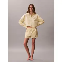 CALVIN KLEIN - Pantaloneta amarilla track de pijama con gráfico de logo