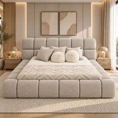 EKONOMODO COLOMBIA - Cama Nube Doble En Madera Pino 140x190 Marfil