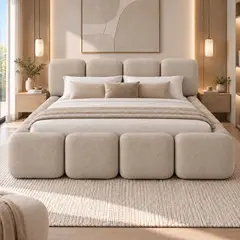 EKONOMODO COLOMBIA - Cama Doble Tommy En Madera Pino 140x190 Camel