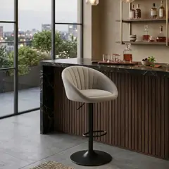 GENERICO - Silla de Bar Luxury Gris con Base Negra