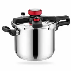 GENERICO - Olla a Presión 5L Acero Inoxidable Tapa Giratoria Doble Presión Segura 26x26x15,5 cm