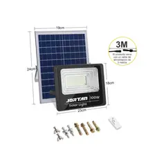 TECNOHOGAR JS - Lámpara Solar Exterior Jortan JT-100W Reflector LED IP66 Control Panel