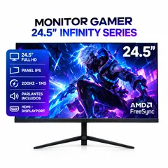 COMPUMAX - MONITOR GAMER INFINITY| 24.5" FULL HD 200HZ 1MS| PANEL IPS - AMD FREESYNC| PARLANTES