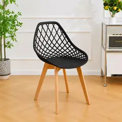 GENERICO - Silla de Diseño Moderno Escandinavo con Respaldar Calado y Patas de Madera