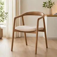 GENERICO - Silla de Comedor Nórdica Premium – Madera Natural, Tapizado Confort y Acabado Semibrillante