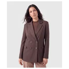 PATPRIMO - Chaqueta Tipo Blazer Cruzada Para Mujer Café