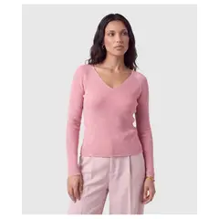 PATPRIMO - Saco Tejido Escote V Para Mujer Rosa