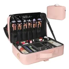 GENERICO - Estuche De Maquillaje Profesional Para Viajes Belleza y Cuidado Personal Maletas Color Coral Claro