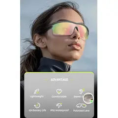 LANGSDOM - Gafas Deportivas Polarizadas Proteccion Uv, Bluetooth V5.3, Auricular Táctiles