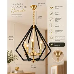 GENERAL - Lámpara Decorativa Chandelier Negra 616-6 | Lámpara Colgante Elegante de 6 Luces