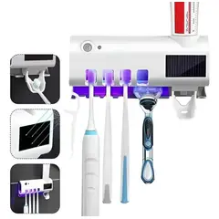 AMERICAN GENERICS - Soporte Cepillos Dental Con Luz UV Dispensador Pasta Blanco