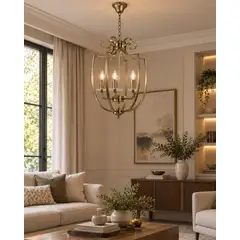 GENERAL - Lámpara Decorativa Chandelier Dorado 628-6 | Lámpara Colgante Elegante de 6 Luces