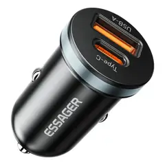 INNOVA - Cargador de coche Essager Double Ash 30 W USB-C X USB negro