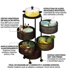 ZHOPI CO - Organizador Giratorio Con Ruedas Multifuncional 5 Niveles
