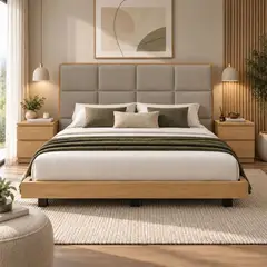 EKONOMODO COLOMBIA - Cama King En Roble Taldy Con Mesas de Noche 200x200 Cocoa