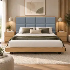 EKONOMODO COLOMBIA - Cama King En Roble Taldy Con Mesas de Noche 200x200 Gris