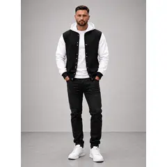 URBANISTA - CHAQUETA PARA HOMBRE CON CAPORA COLOR NEGRA