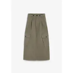 SCALPERS - Falda Midi Cargo Bolsillos 62408KHAKI Verde Mujer