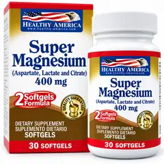 HEALTHY AMERICA - ALIMENTO CON MAGNESIO 400 MG X 30 SOFTGELS/ SUPER MAGNESIUM.